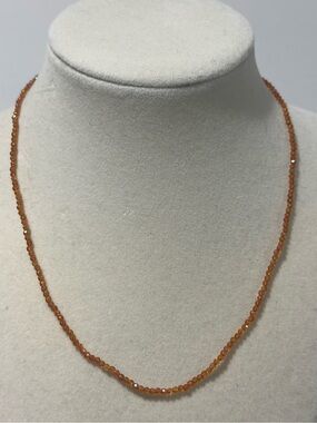 Dainty Amber Orange Crystal Beaded Necklace